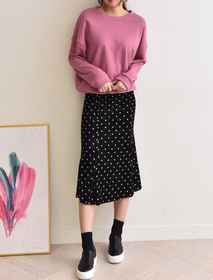Velvet polka dot skirt dot mermaid long skirt