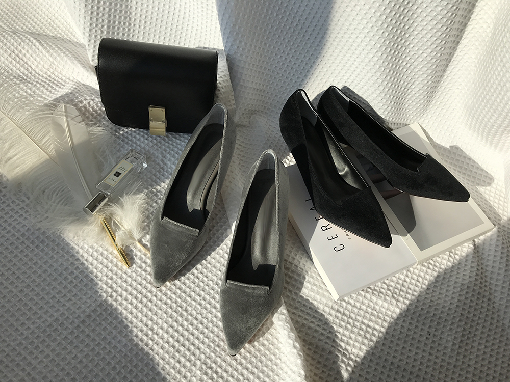 Velvet winter stiletto 5cm, 7cm middle heel shoes 