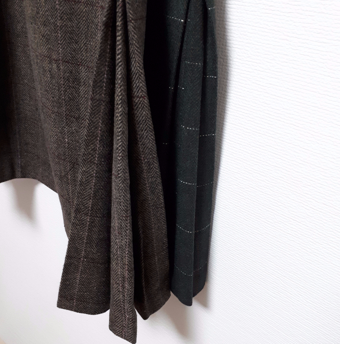 Check-Side Pleated Skirt 2C Long Moment Hairstyle 