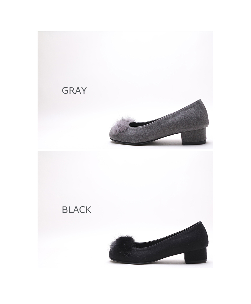 Natural mink fur mid-heel pumps Domestic handmade 