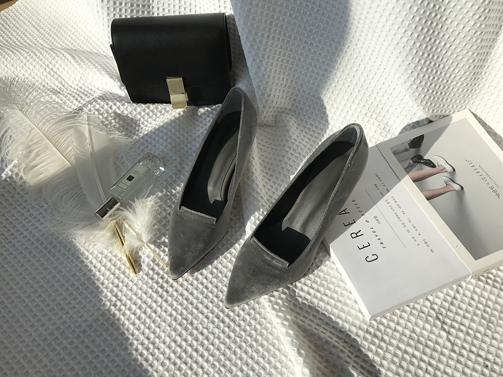 Velvet winter stiletto 5cm, 7cm middle heel shoes 