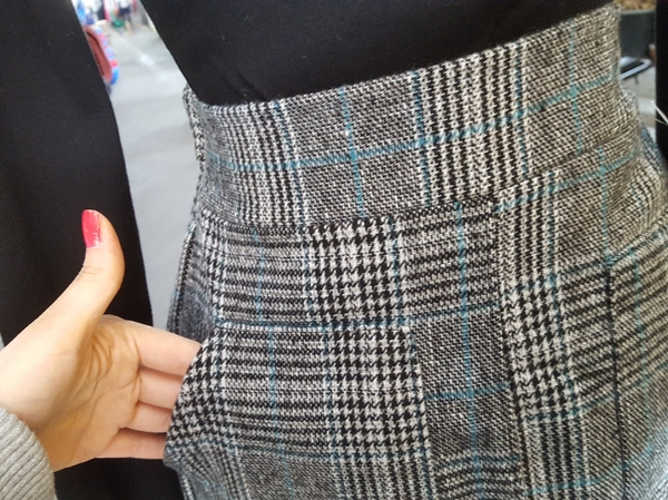 Front Glen check pocket Long skirt H. long skirt