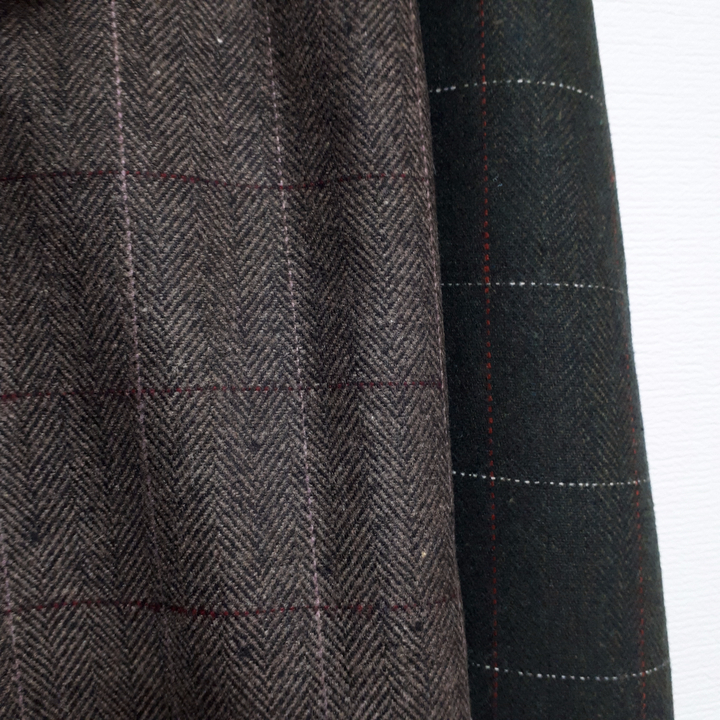 Check-Side Pleated Skirt 2C Long Moment Hairstyle 