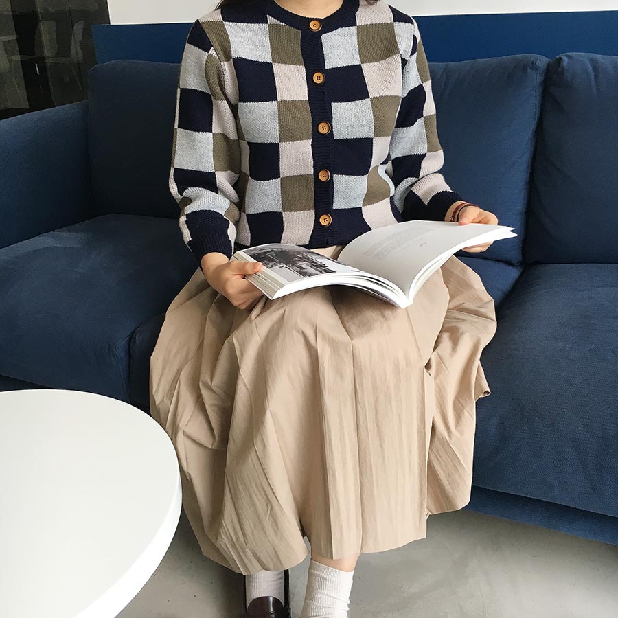 Vivegir Fall Winter Pleated Bohemian Skirt Navy, B