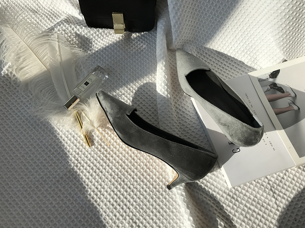 Velvet winter stiletto 5cm, 7cm middle heel shoes 