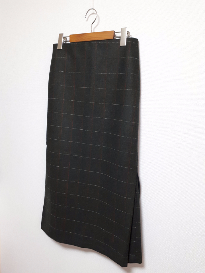 Check-Side Pleated Skirt 2C Long Moment Hairstyle 