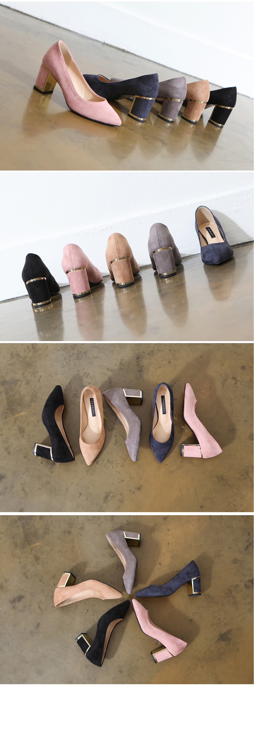 Stiletto Suede Pumps Heel 7 cm Mid-bend line Lines