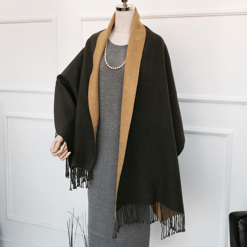 Muffler Two-sided color Cashmere shawl Women shawl