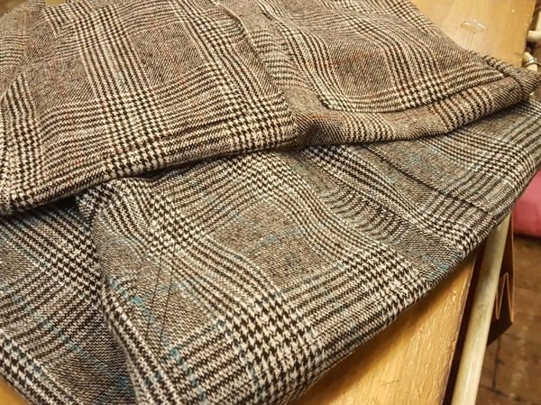 Front Glen check pocket Long skirt H. long skirt