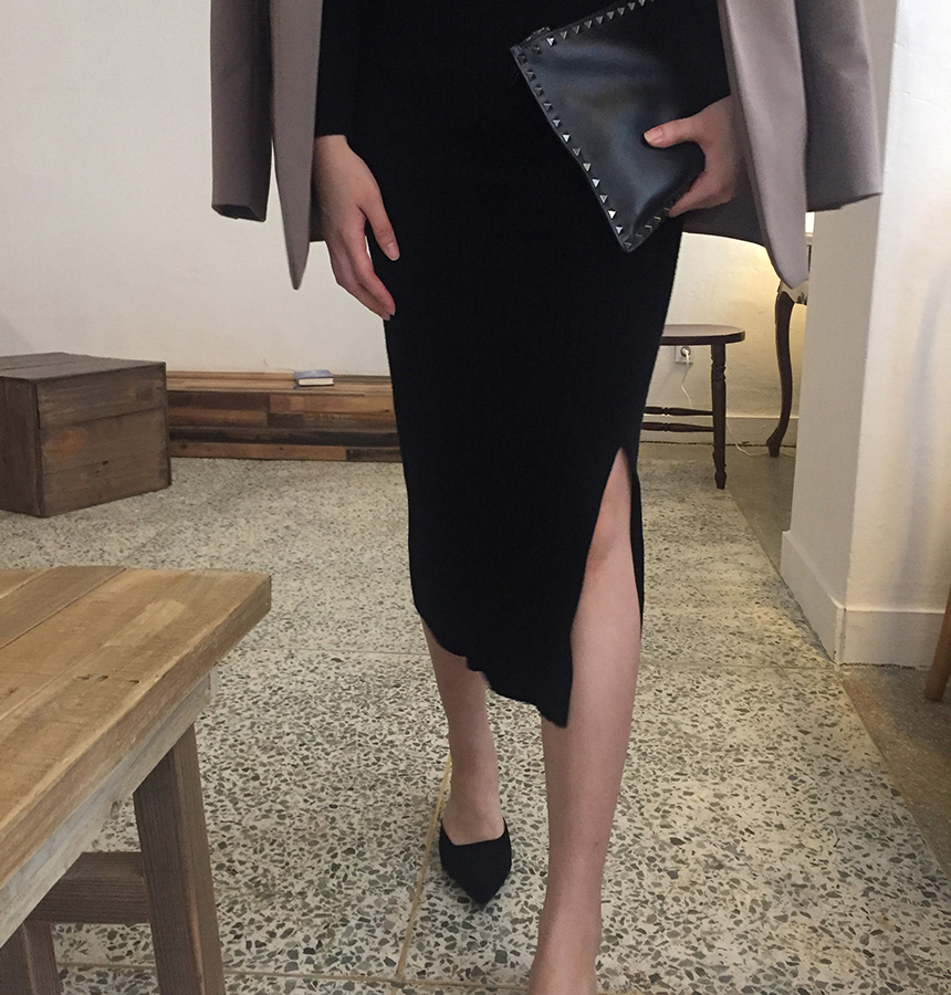 Ip Golij knit top skirt black, gray 2col woman'