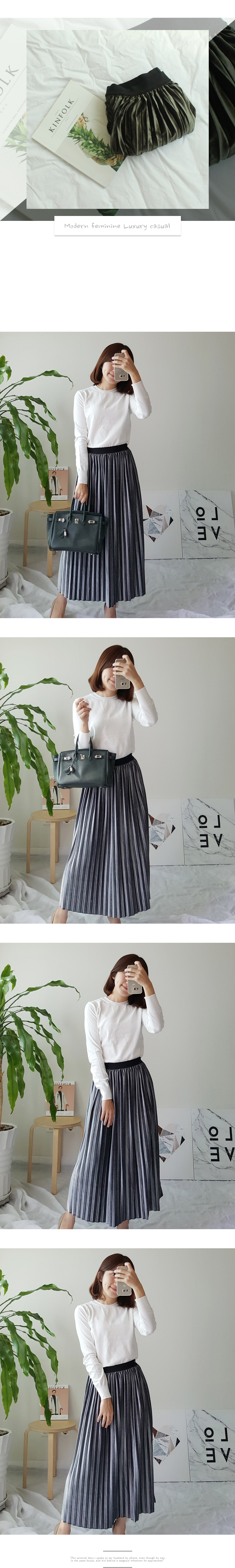 Winter Pleated Wrinkle Long Skirt Velvet Bending L