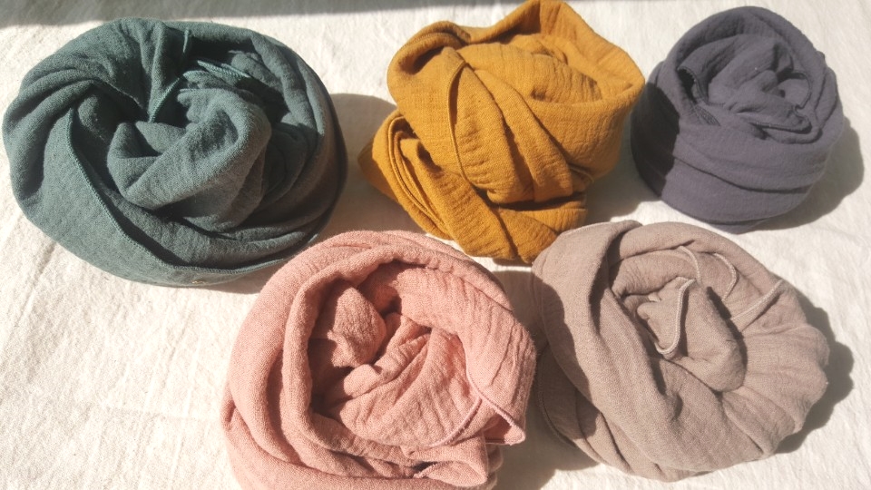 Yoru gauze cotton scarf infant double hairpin Mari