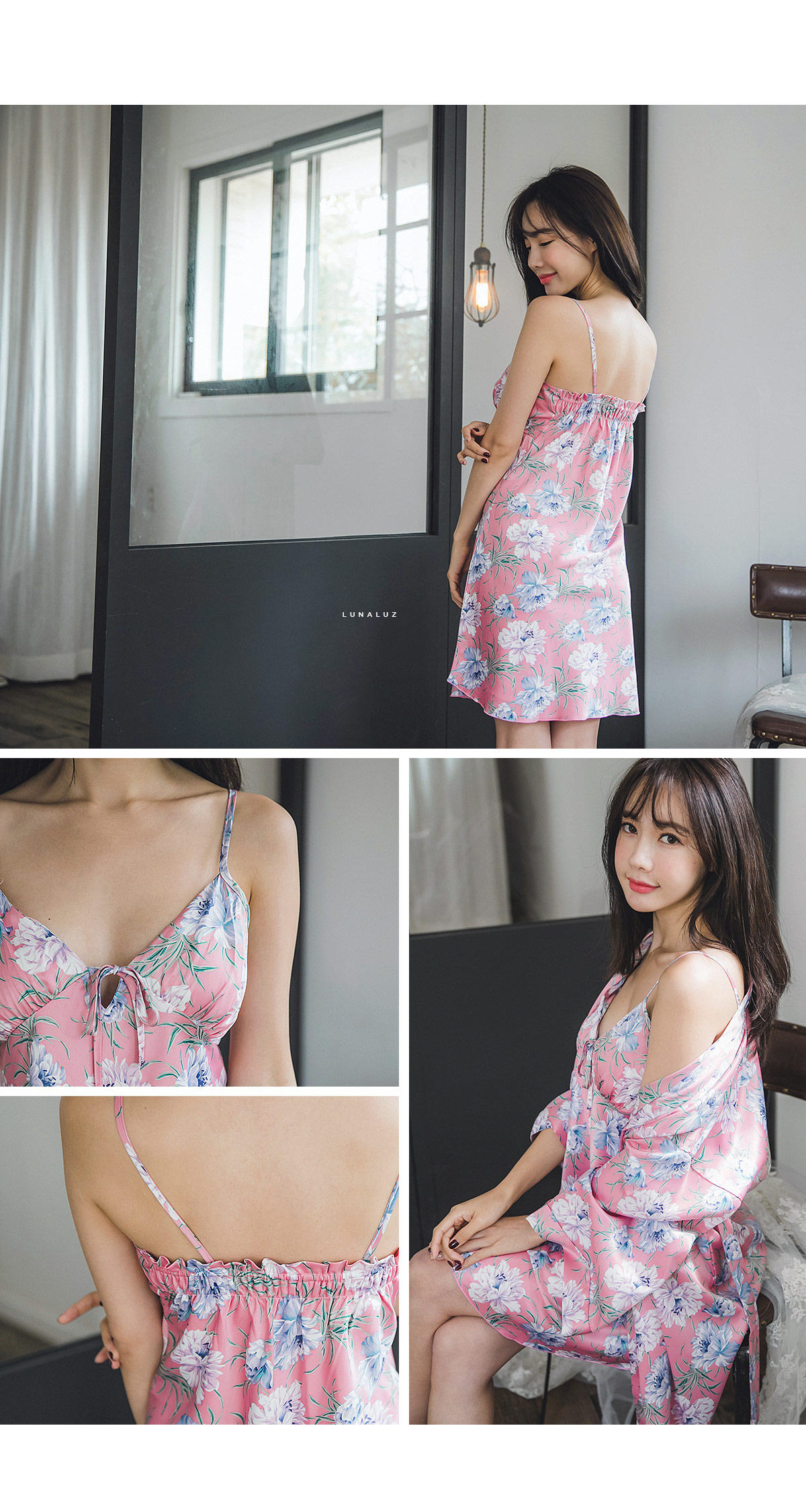 Shy Flower Dry Silk Sexy Homewear One Piece Gown S