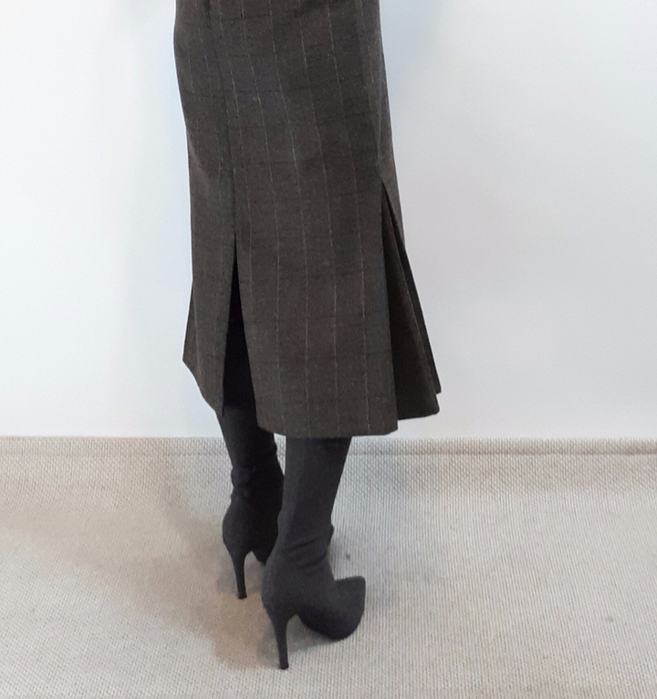 Check-Side Pleated Skirt 2C Long Moment Hairstyle 