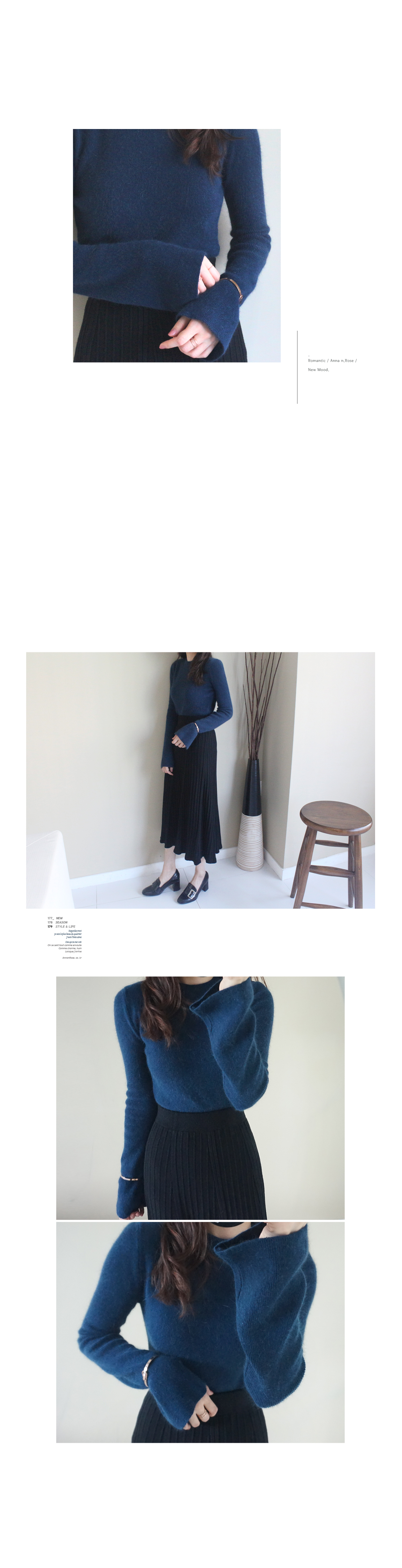 Pleated bending knit long skirt Black pitch Pink g
