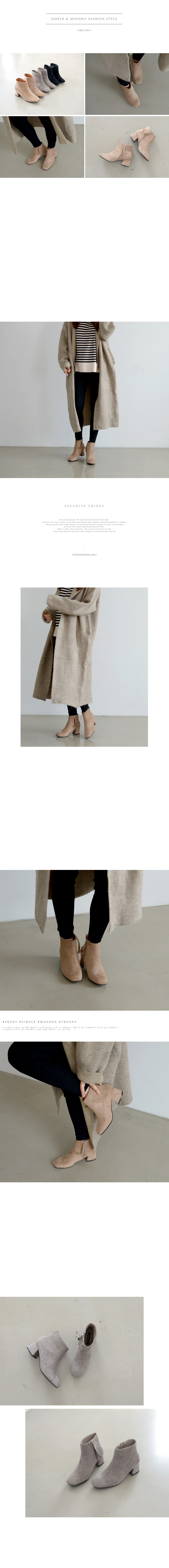 Suede 4 zipper 5cm Ankle boots 3color 5cm Middle h