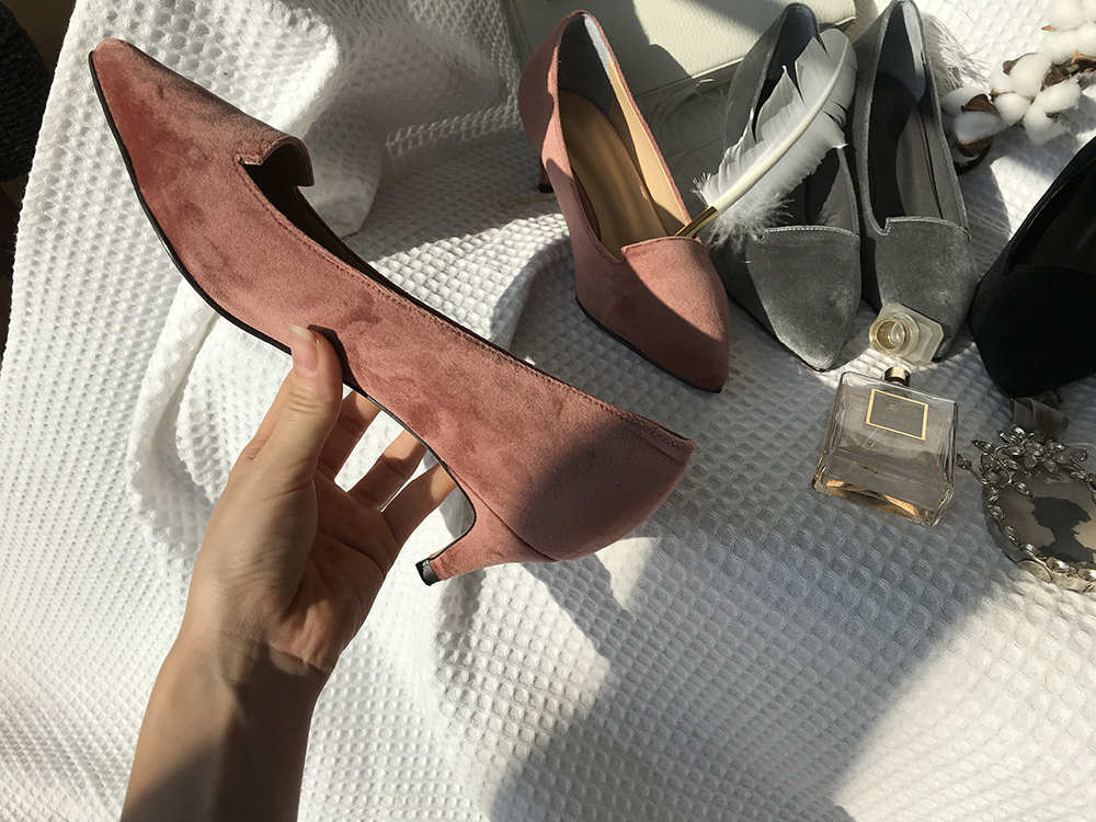 Velvet winter stiletto 5cm, 7cm middle heel shoes 