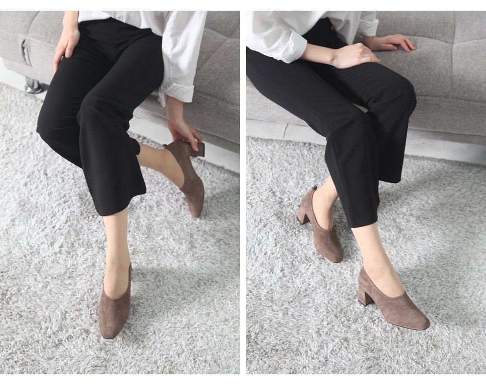 Simple Suede Midsole Heel 6cm Pumps Shoes