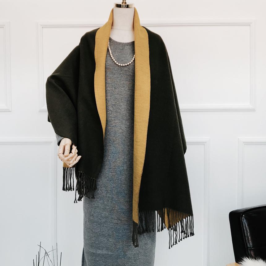 Muffler Two-sided color Cashmere shawl Women shawl