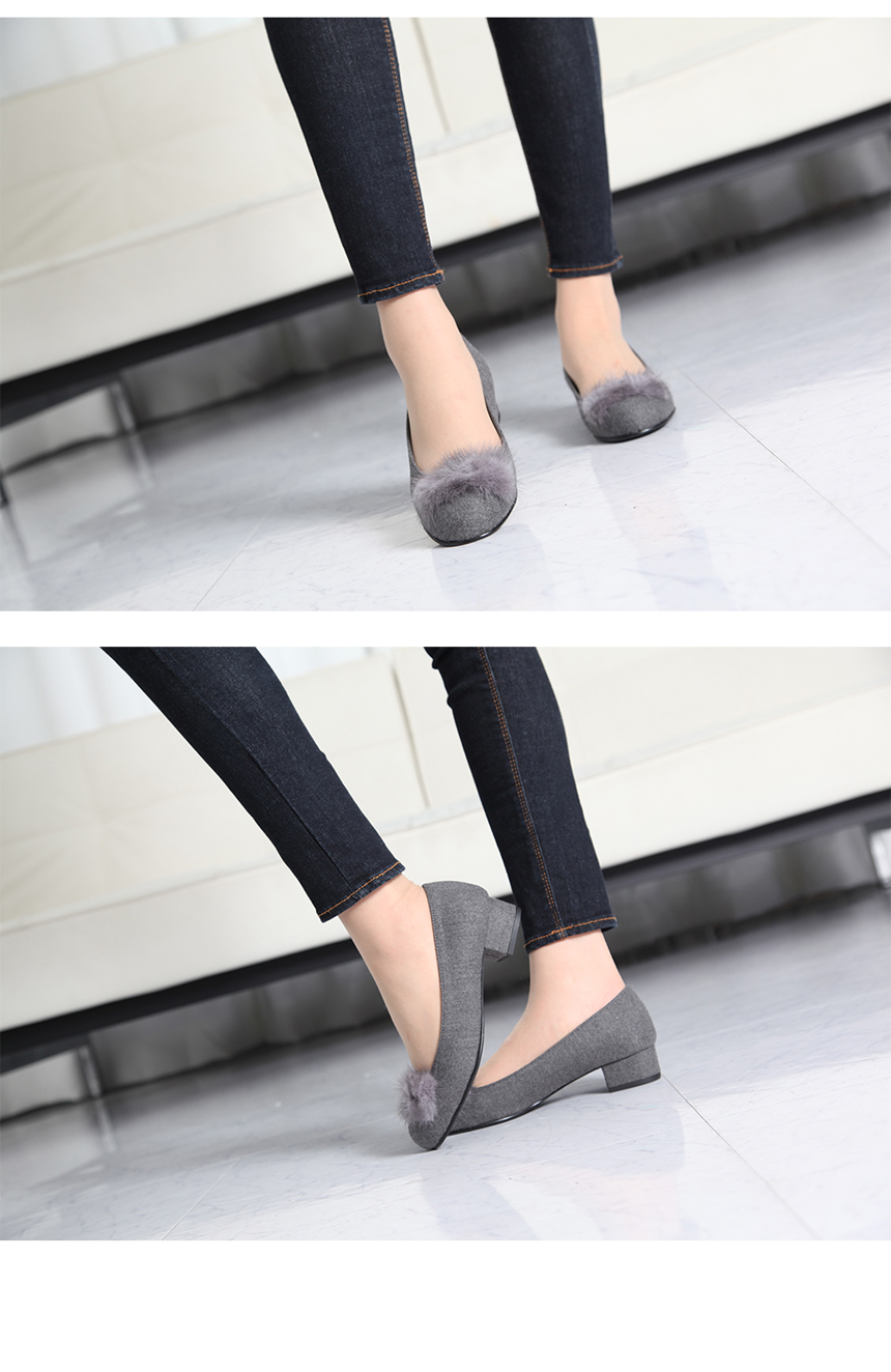 Natural mink fur mid-heel pumps Domestic handmade 