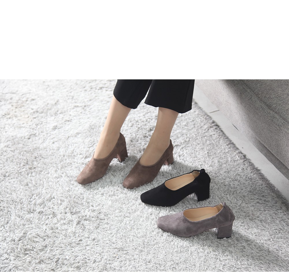 Simple Suede Midsole Heel 6cm Pumps Shoes