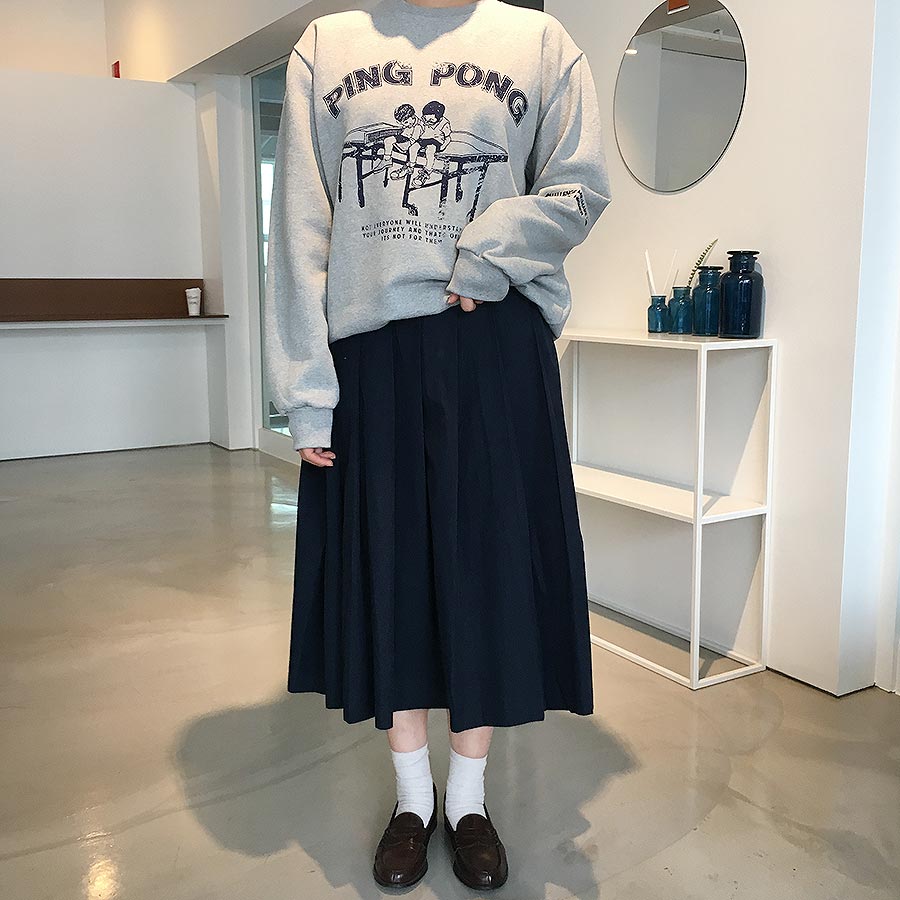 Vivegir Fall Winter Pleated Bohemian Skirt Navy, B