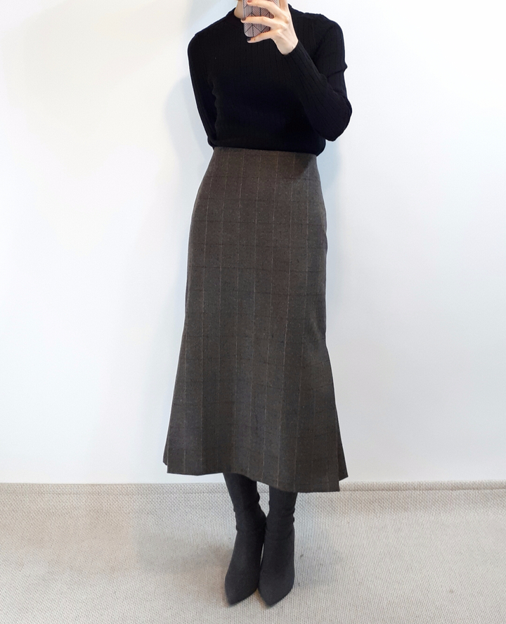 Check-Side Pleated Skirt 2C Long Moment Hairstyle 