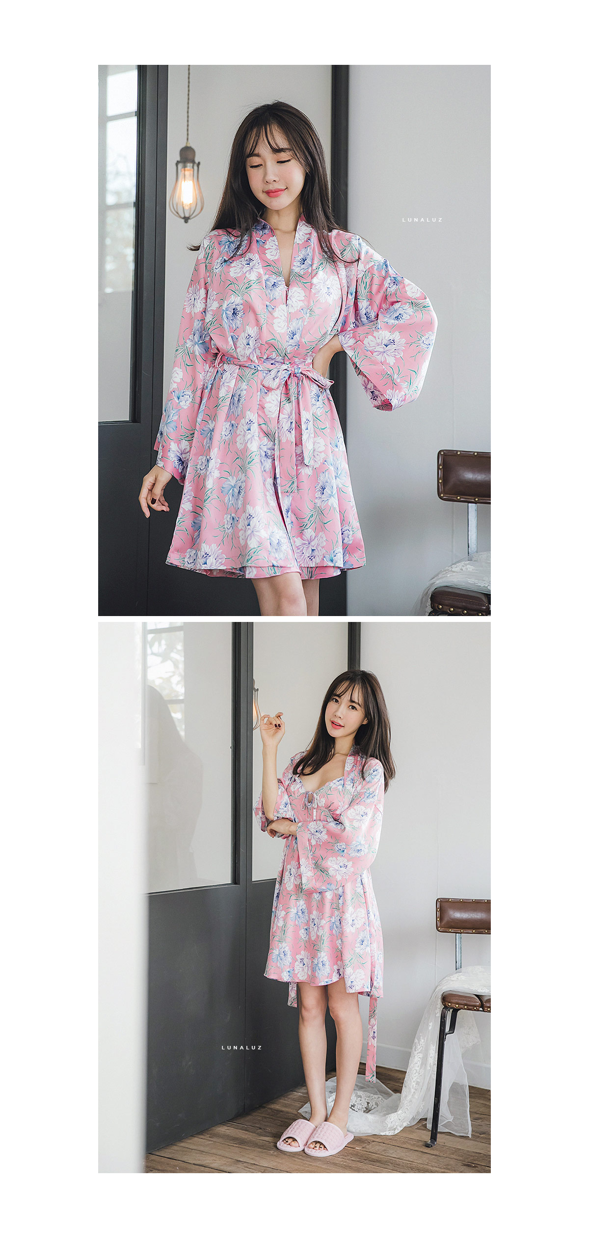 Shy Flower Dry Silk Sexy Homewear One Piece Gown S