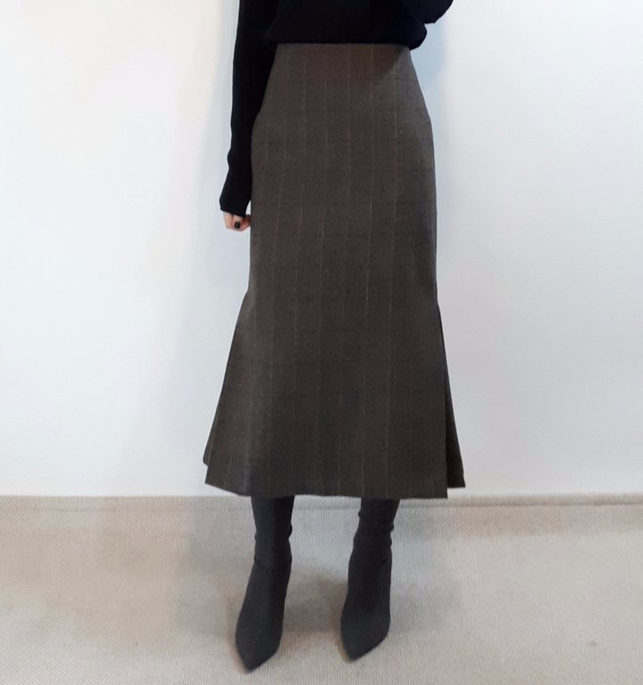 Check-Side Pleated Skirt 2C Long Moment Hairstyle 
