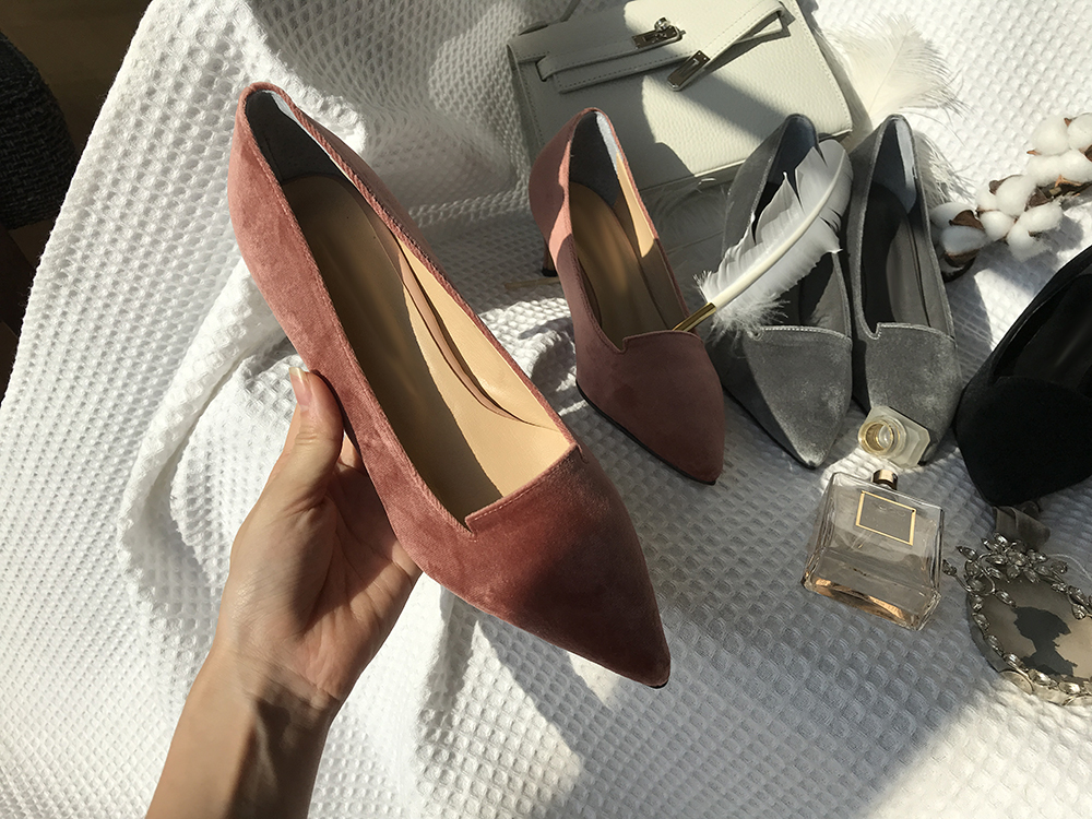 Velvet winter stiletto 5cm, 7cm middle heel shoes 