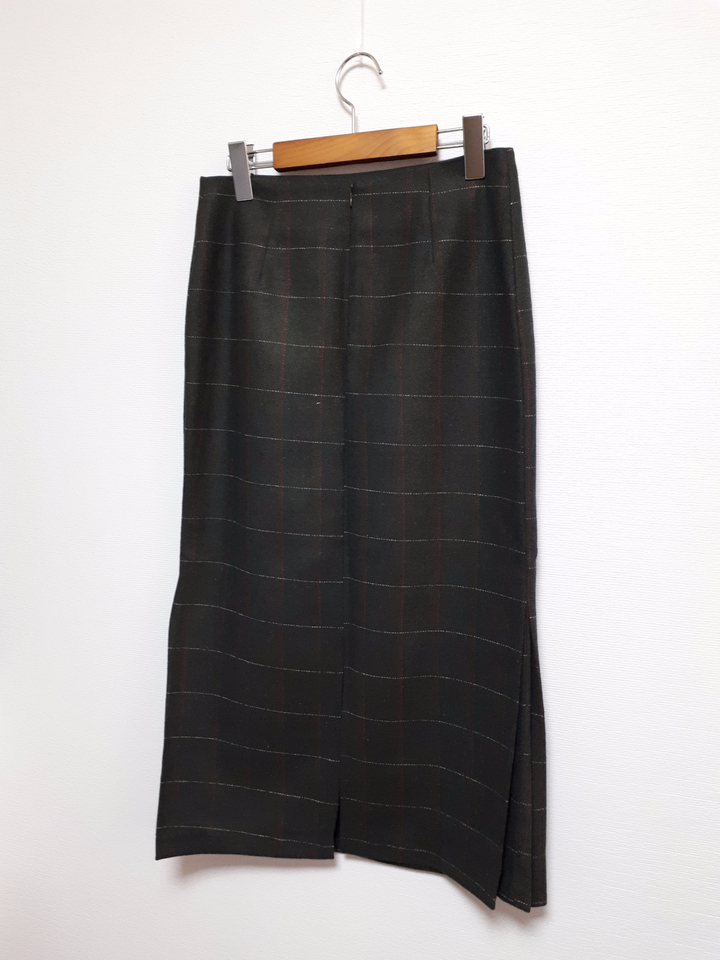 Check-Side Pleated Skirt 2C Long Moment Hairstyle 