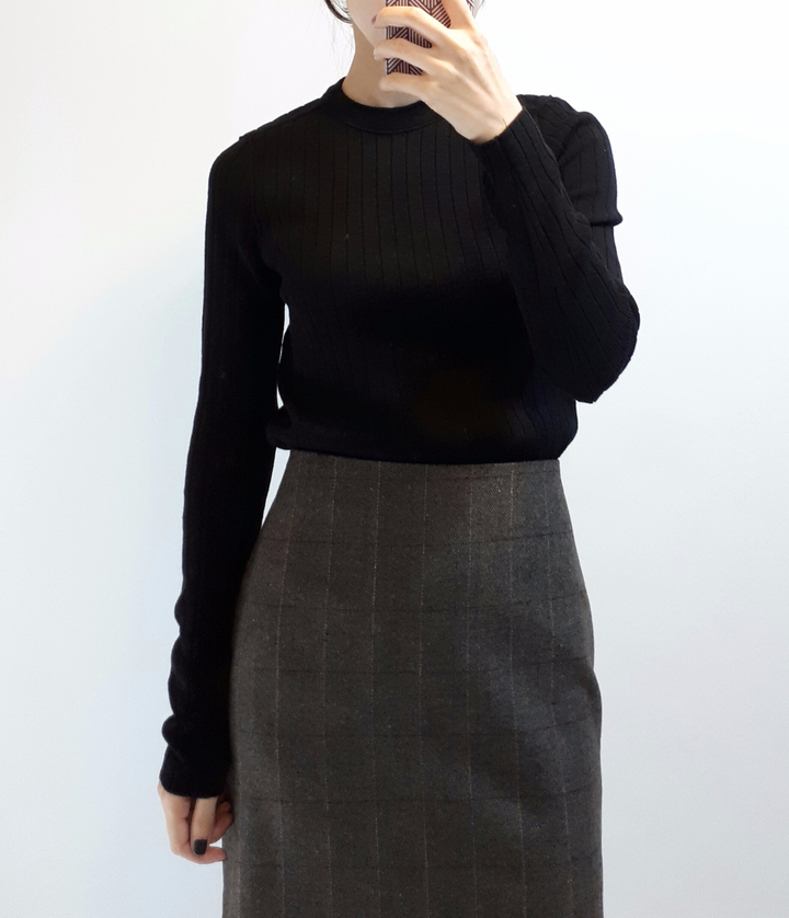 Check-Side Pleated Skirt 2C Long Moment Hairstyle 