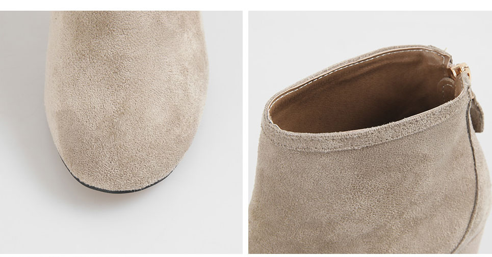 8cm Back Zipper Suede Angle Boots Basic Ankle Wome