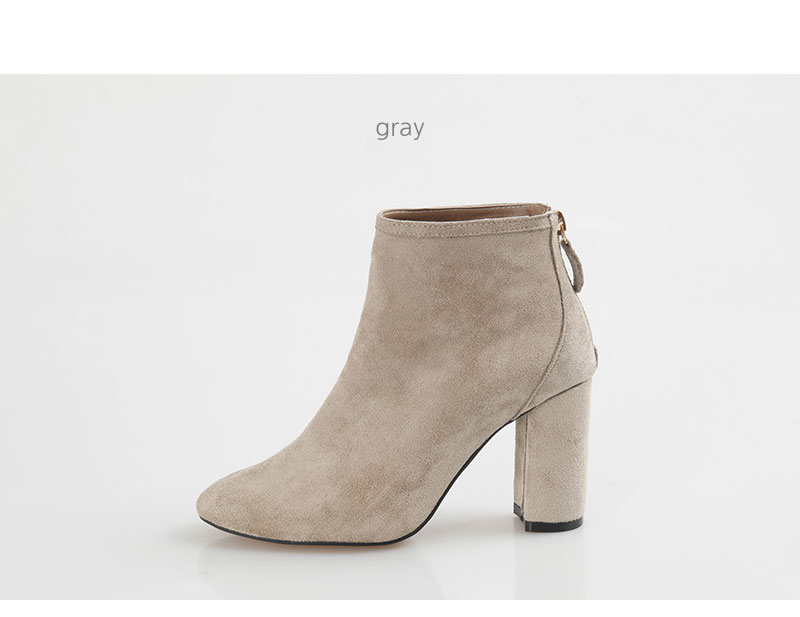 8cm Back Zipper Suede Angle Boots Basic Ankle Wome