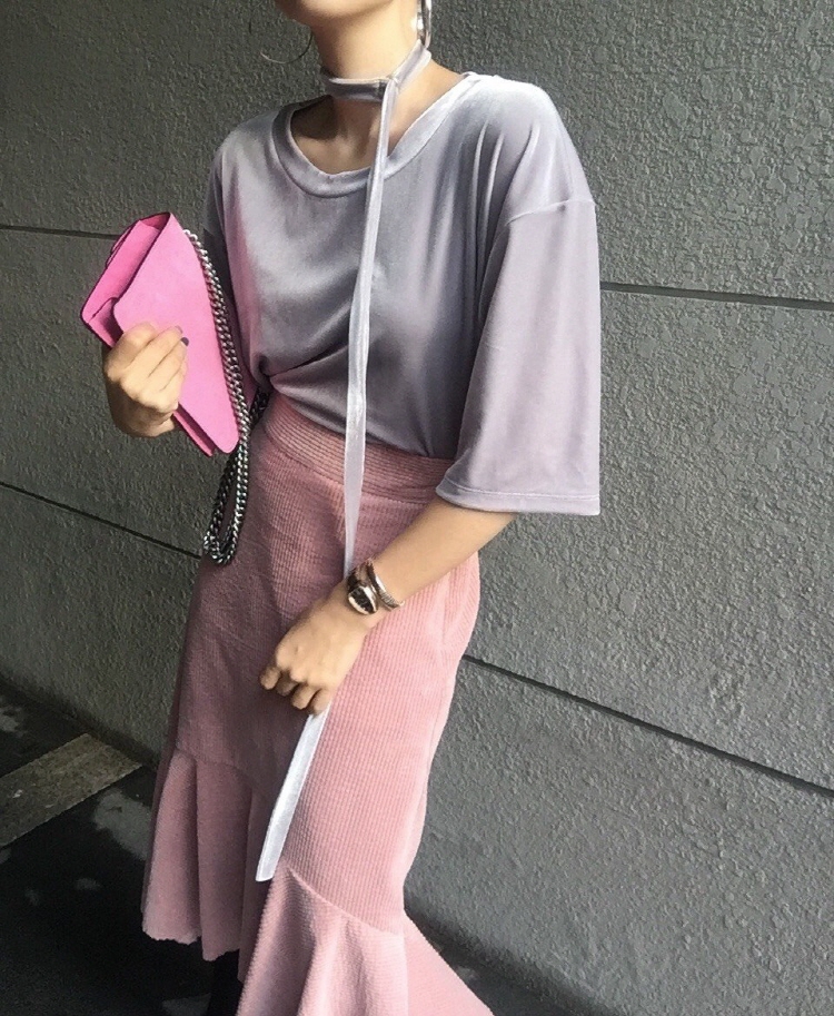 Corduroy Unbonded Flare Long Skirt Winter Mermaid 