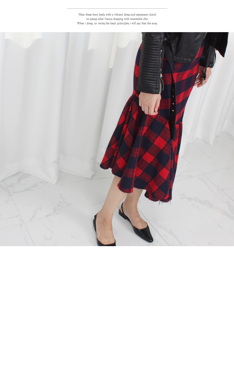 Check frill Kaikan Unisex Long skirt High waisted 