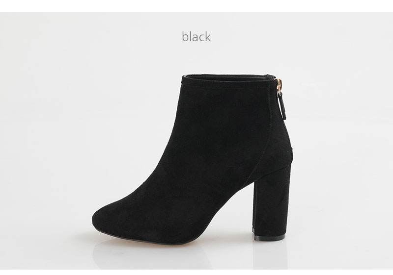 8cm Back Zipper Suede Angle Boots Basic Ankle Wome