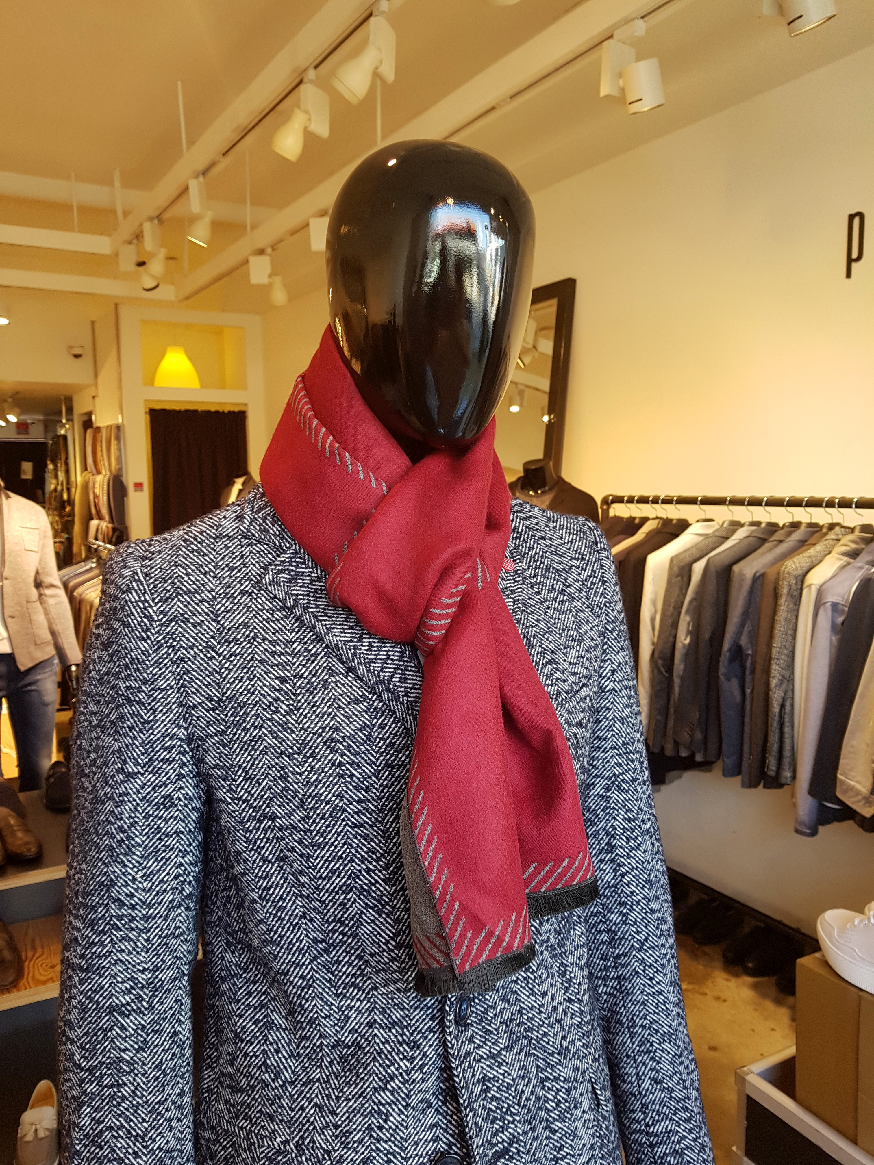 Soft imported direct wool red two-tone muffler - Y