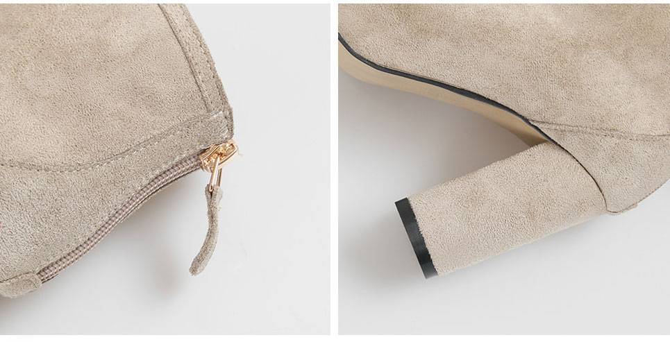 8cm Back Zipper Suede Angle Boots Basic Ankle Wome