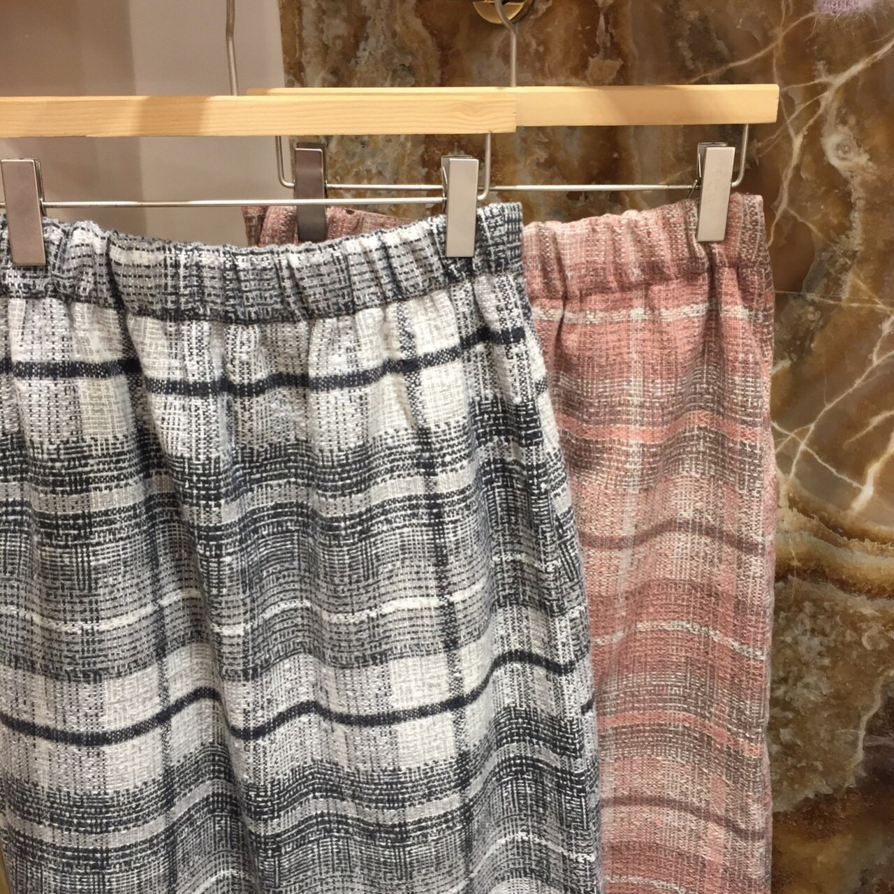 H Line Long Skirt - Pink Gray 2 colors Date Look O