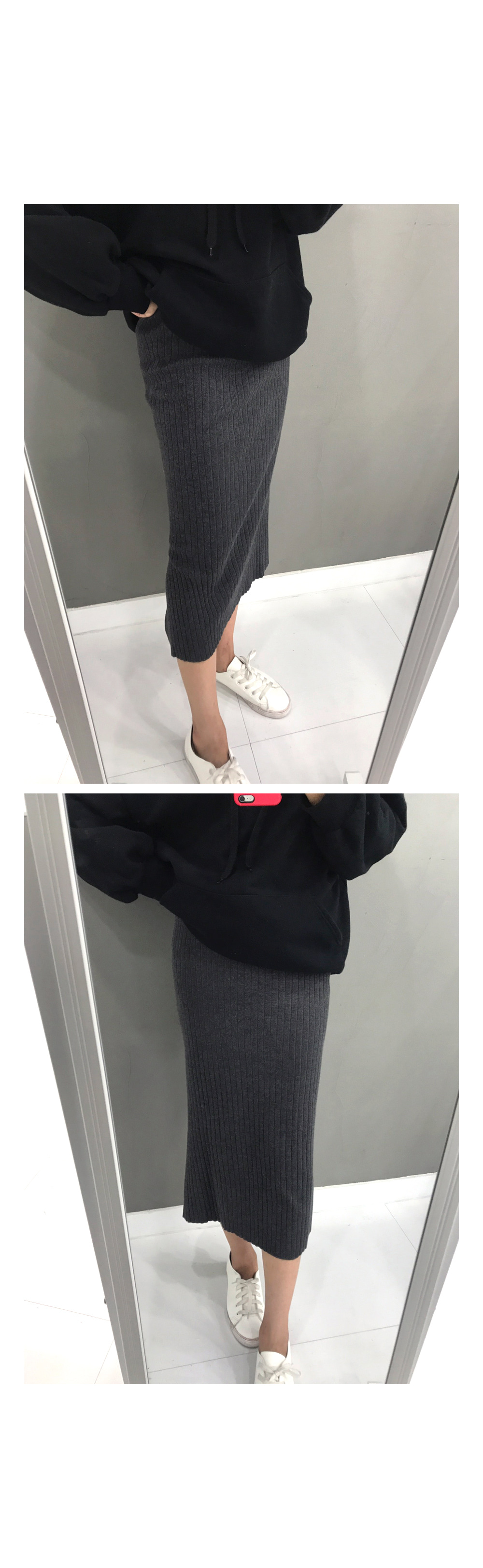 Knit Goose Top Long Skirt Winter Date Brushed Dail