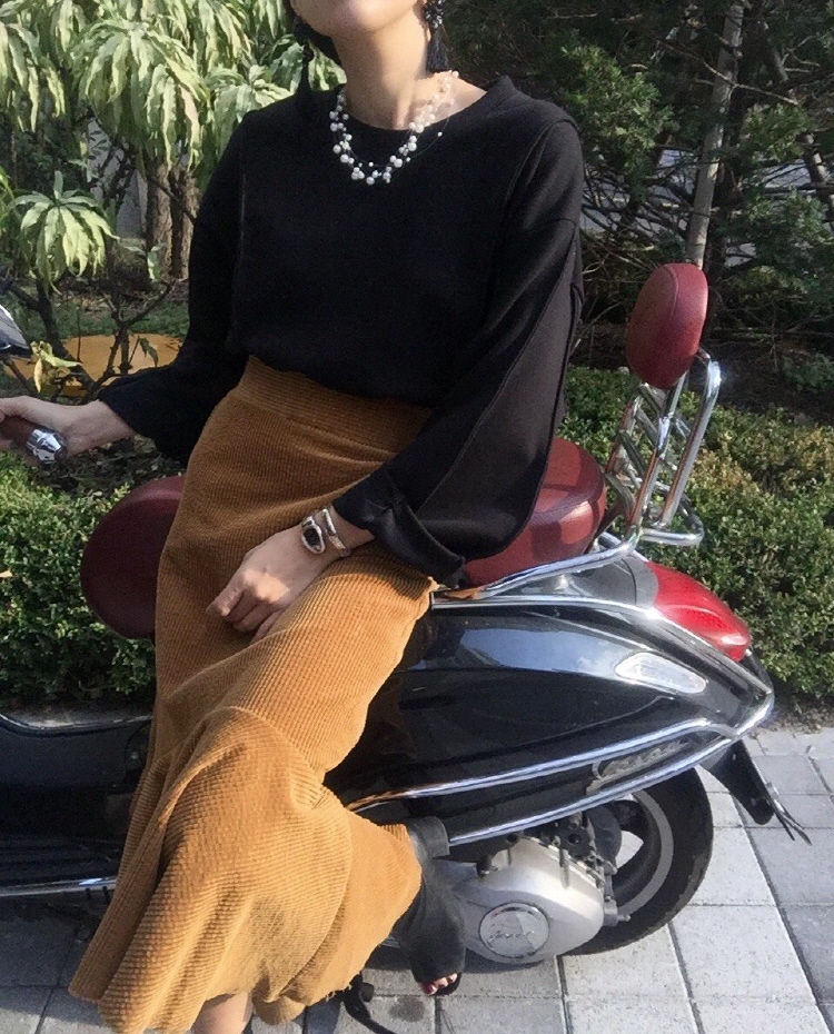 Corduroy Unbonded Flare Long Skirt Winter Mermaid 