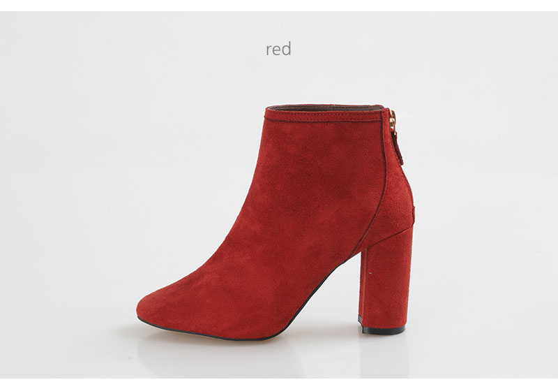 8cm Back Zipper Suede Angle Boots Basic Ankle Wome
