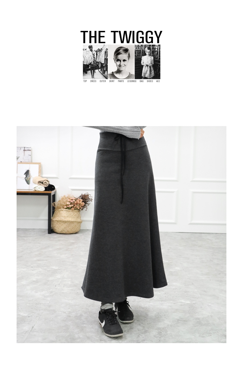 Winter flare long skirt Obi-squirt skirt A line co