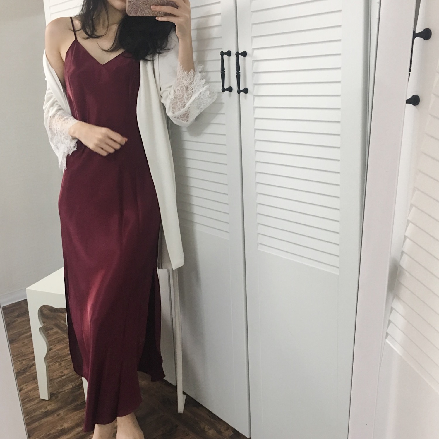 Long basic slip dress dress newborn pajamas couple