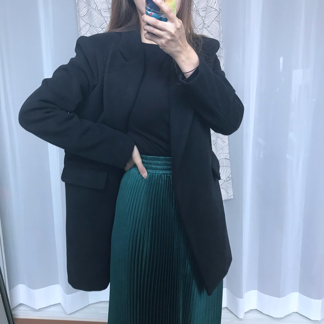 Gloss satin pleated long skirt 6colors Green skirt