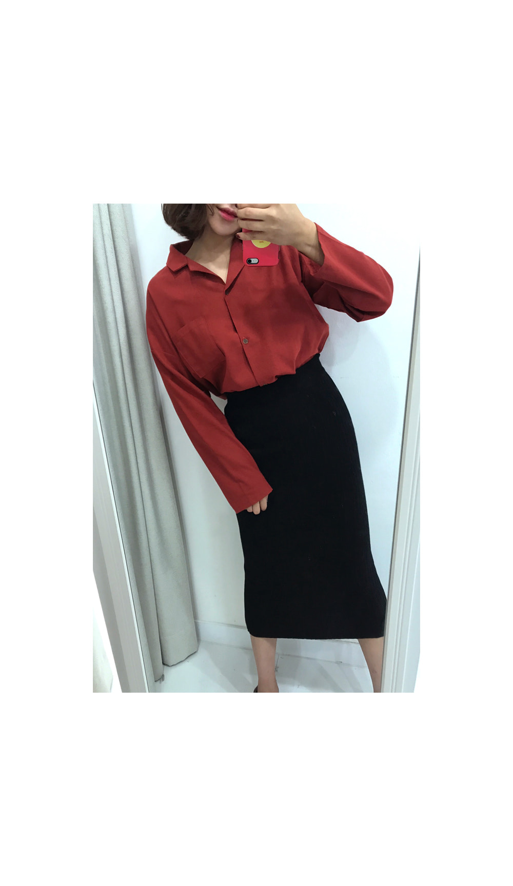 Knit Goose Top Long Skirt Winter Date Brushed Dail