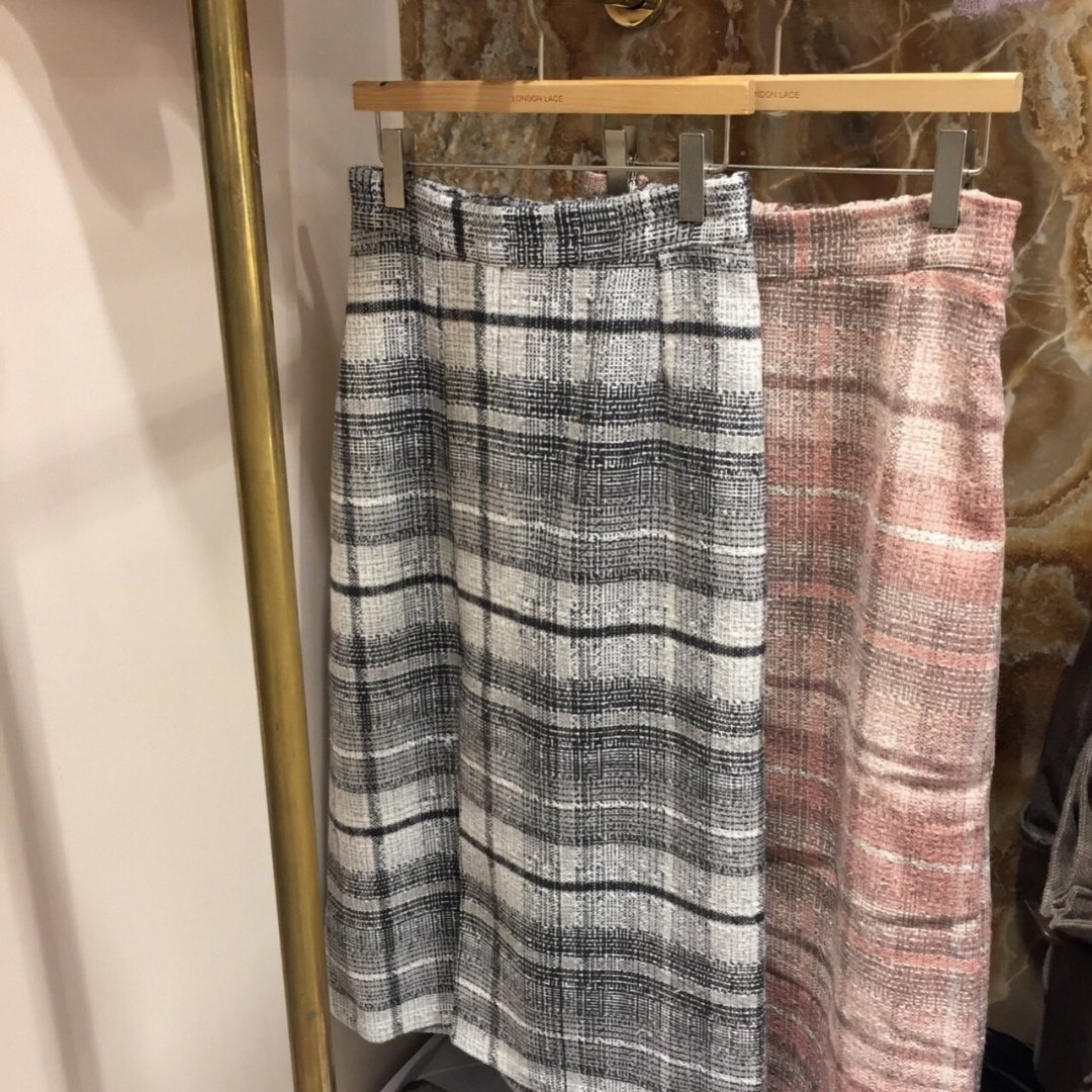 H Line Long Skirt - Pink Gray 2 colors Date Look O