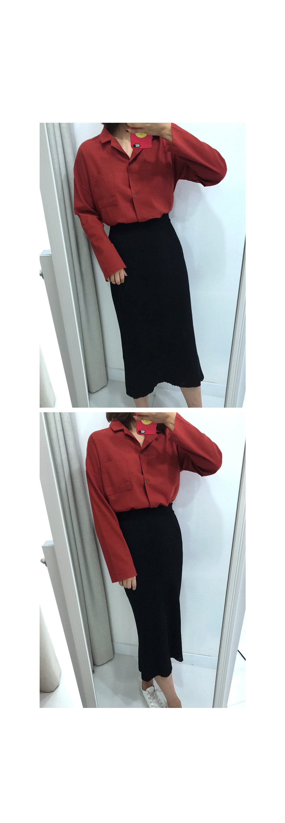 Knit Goose Top Long Skirt Winter Date Brushed Dail