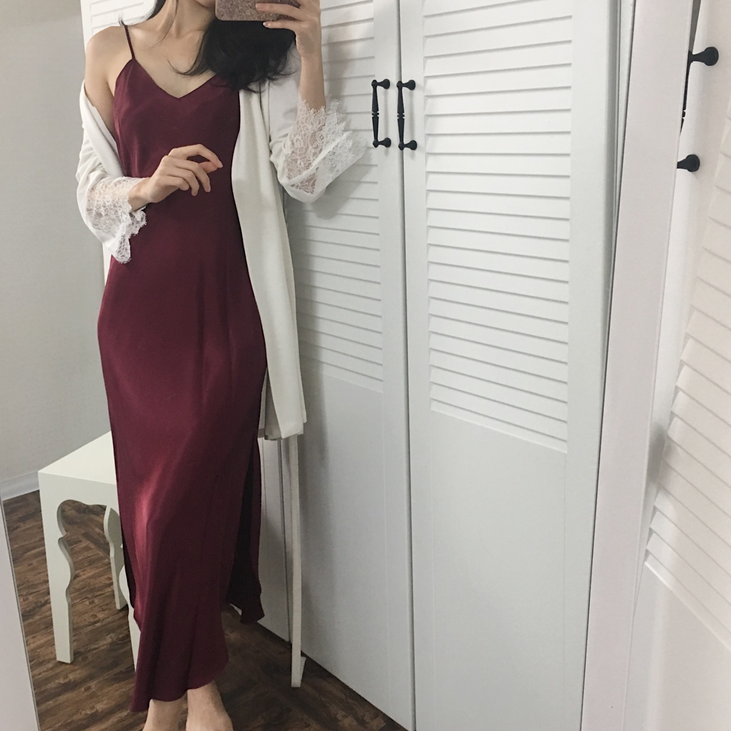 Long basic slip dress dress newborn pajamas couple